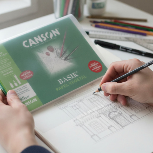 ▷ BLOC CANSON DIBUJO ENCOLADO PAPEL VEGETAL A4+ 90G 50H | Taine - Imagen 2