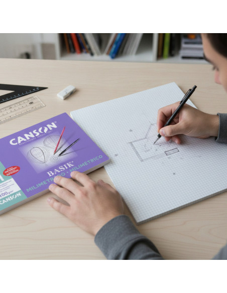 ▷ BLOC DIBUJO CANSON ENCOLADO MILIMETRADO A3 90GR 50H GUARRO | Taine - Imagen 2