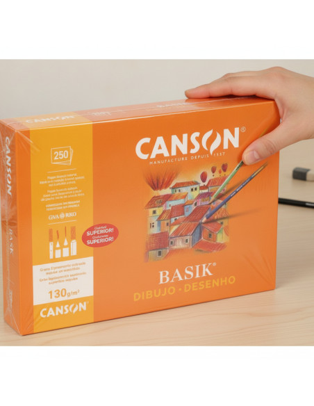 ▷ LAMINAS CANSON BASIK A4 BLANCA 21X29,7CM 130GR 250H. BASIK | Taine - Imagen 2