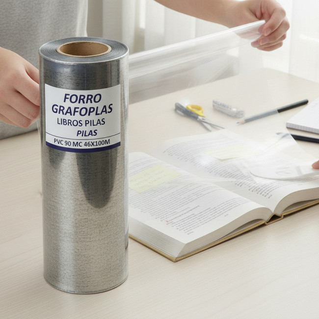 ▷ FORRO GRAFOPLAS LIBROS PILAS PVC 90 MC 46X100M | Taine - Imagen 2