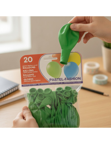▷ GLOBOS REDONDOS COLOR VERDE BOLSA 20 UDS. COM. SUR | Taine - Imagen 2