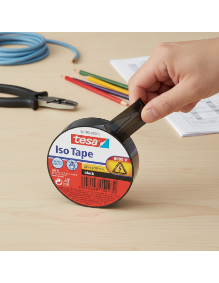 ▷ CINTA AHESIVA TESA AISLANTE PVC 20M X 19MM NEGRO | Taine - Imagen 2