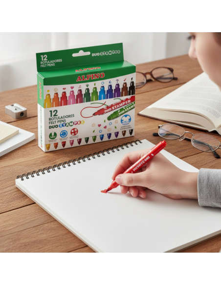 ▷ ROTULADORES ALPINO 12 UDS COLORES STAMPER | Taine - Imagen 2