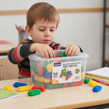 ▷ CONSTRUCCIONES PINCHOS PEGY BRICKS 94 PIEZAS CONTENEDOR MINILAND | Taine - Imagen 2