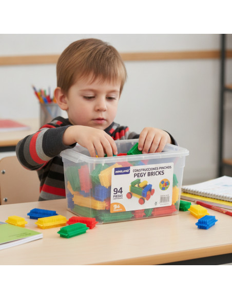 ▷ CONSTRUCCIONES PINCHOS PEGY BRICKS 94 PIEZAS CONTENEDOR MINILAND | Taine - Imagen 2