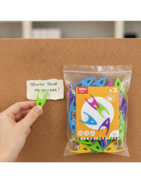 ▷ PINZAS APLI DE PLASTICO BOLSA 30U | Taine - Imagen 2