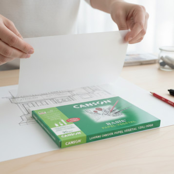 ▷ LAMINAS CANSON DIBUJO MINIPACK PAPEL VEGETAL 12HJ A4 90GR | Taine - Imagen 2