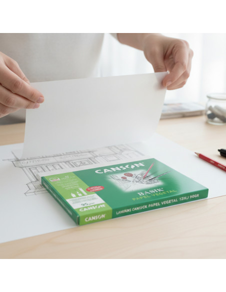 ▷ LAMINAS CANSON DIBUJO MINIPACK PAPEL VEGETAL 12HJ A4 90GR | Taine - Imagen 2