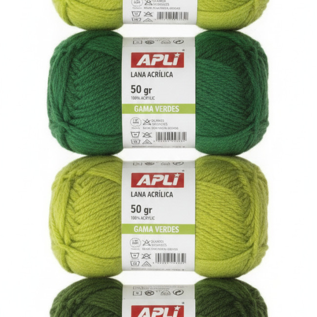 ▷ PACK 4 OVILLOS APLI LANA GAMA TONOS VERDES 50gr | Taine - Imagen 2