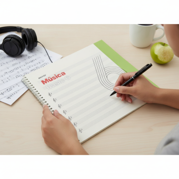 ▷ CUADERNO ADDITIO MUSICA 6 PENTAGRAMAS ESPIRAL 25HJ BASIC | Taine - Imagen 2