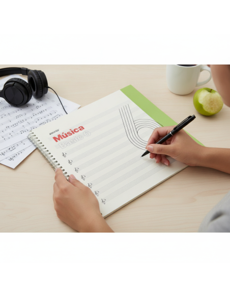 ▷ CUADERNO ADDITIO MUSICA 6 PENTAGRAMAS ESPIRAL 25HJ BASIC | Taine - Imagen 2