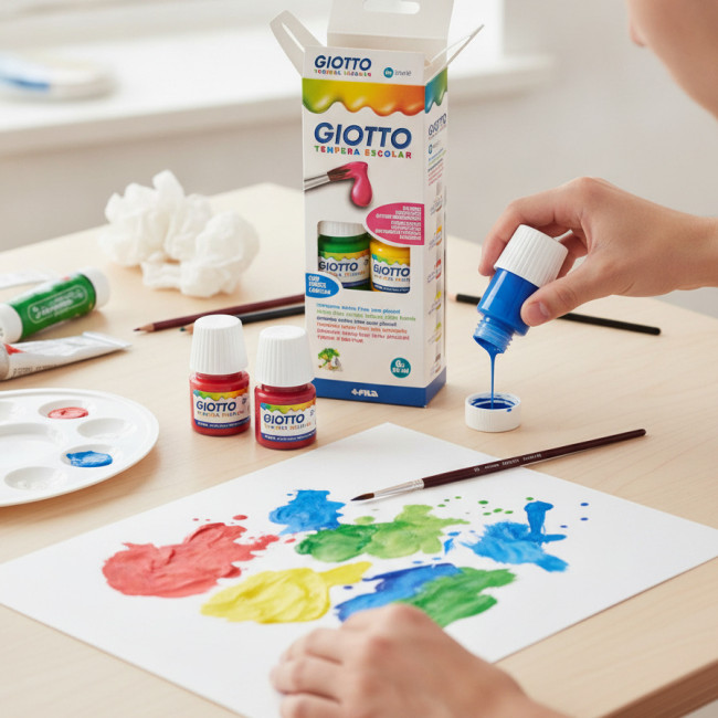 ▷ TEMPERA CJ.6 BOTES 25 ML COLORES SURTIDOS + PINCEL GIOTTO | Taine - Imagen 2