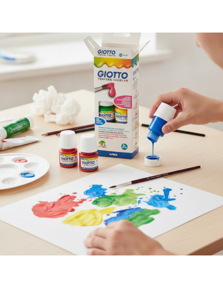 ▷ TEMPERA CJ.6 BOTES 25 ML COLORES SURTIDOS + PINCEL GIOTTO | Taine - Imagen 2
