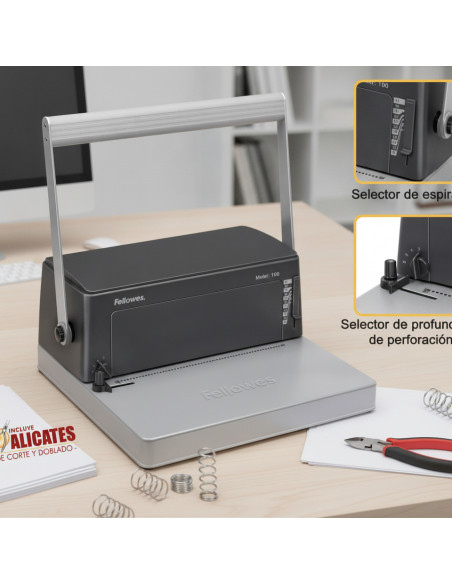 ▷ ENCUADERNADORA FELLOWES ESPIRAL METAL 100 | Taine - Imagen 2