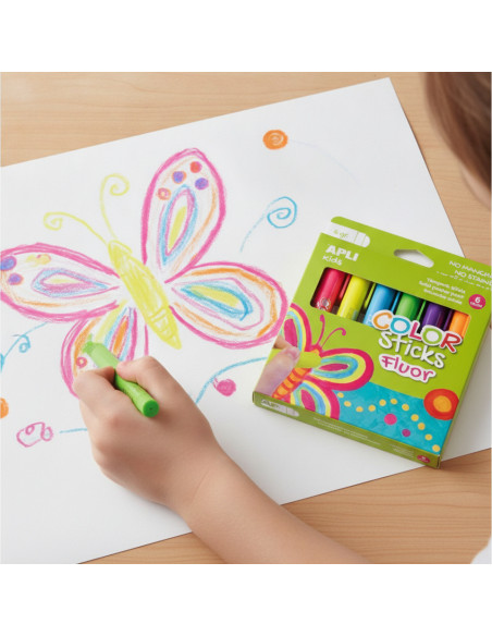 ▷ TEMPERA APLI SOLIDA FLUOR 6 UDS. STICK 6G | Taine - Imagen 2