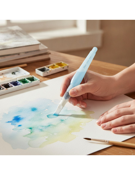 ▷ PINCEL PENTEL PLANO ACUARELABLE CON DEPOSITO DE AGUA | Taine - Imagen 2