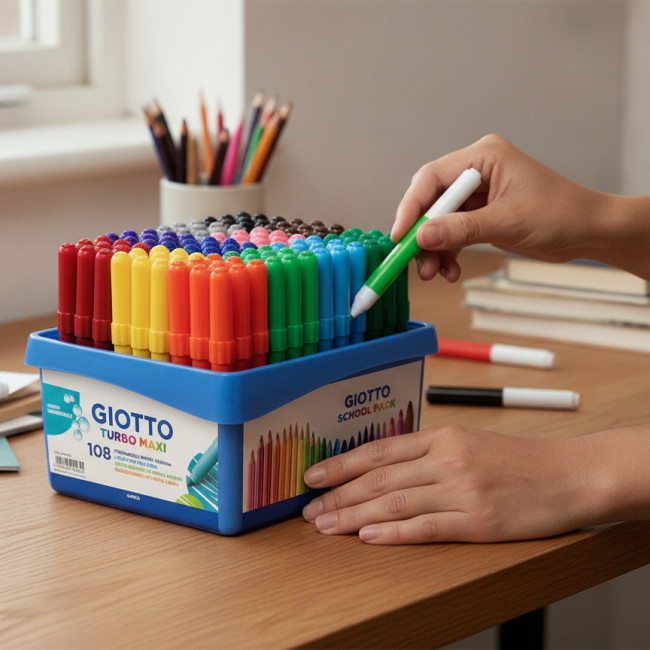 ▷ ROTULADORES GIOTTO 108 UDS COLORES TURBO MAXI SCHOOLPACK | Taine - Imagen 2
