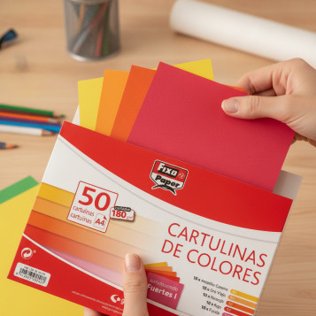 ▷ CARTULINAS FIXO PAQUETE 50UDS A4 180G SURTIDOS FUERTES I | Taine - Imagen 2