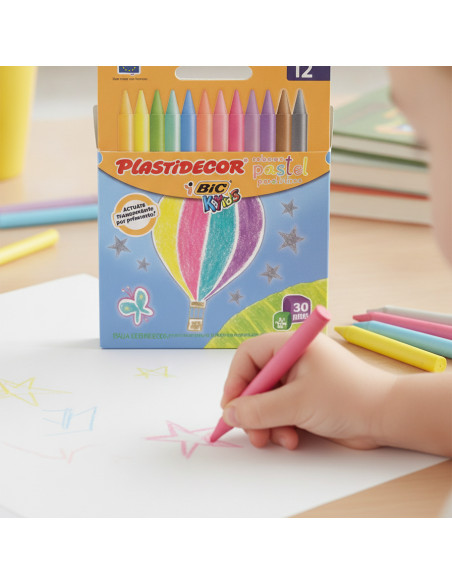 ▷ CAJA CERAS PLASTIDECOR 12 UDS PASTEL KIDS SURTIDO | Taine - Imagen 2