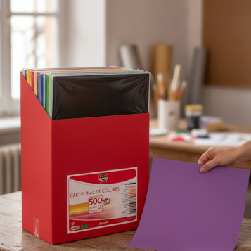 ▷ EXPOSITOR FIXO CARTON 500HJ CARTULINAS 50X65CM 15 COLORES 20 PQ DE 25 UDS | Taine - Imagen 2