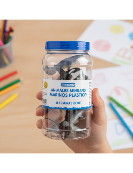 ▷ ANIMALES MINILAND MARINOS PLASTICO 8 FIGURAS BOTE | Taine - Imagen 2