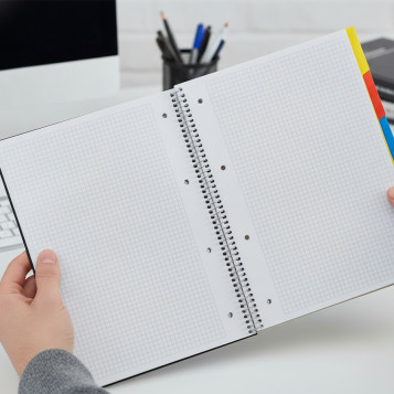 ▷ CUADERNO OXFORD MICROPERFORADO EBOOK 5 A4+ 100HJ C/5 T.EXTRADURA 5 PESTAÑAS NG | Taine - Imagen 2
