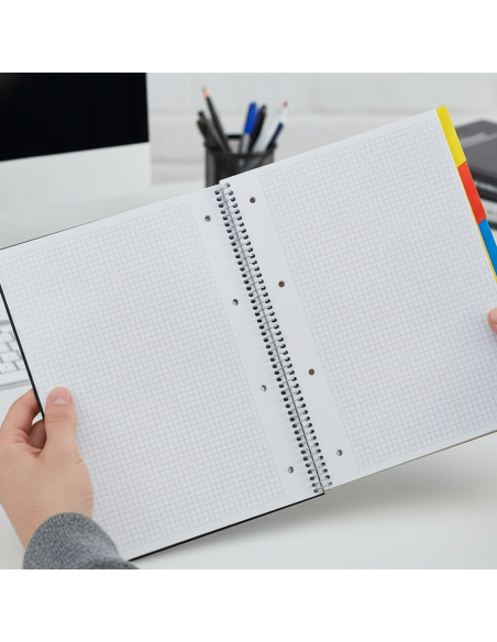 ▷ CUADERNO OXFORD MICROPERFORADO EBOOK 5 A4+ 100HJ C/5 T.EXTRADURA 5 PESTAÑAS NG | Taine - Imagen 2