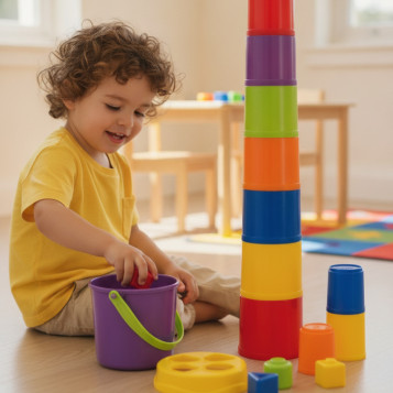 ▷ GIANTTE DOS EN UNO CUBO 10 VASITOS APILABLES MINILAND | Taine - Imagen 2