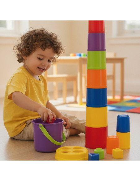 ▷ GIANTTE DOS EN UNO CUBO 10 VASITOS APILABLES MINILAND | Taine - Imagen 2