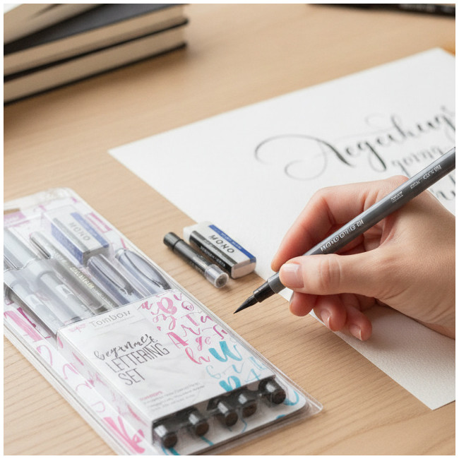 ▷ ROTULADOR TOMBOW SET LETTERING BEGI- ABT-N15, ABT-N75, MONO-100-3H, WS-BH, OS-TM | Taine - Imagen 2