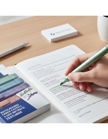▷ ROTULADORES FABER CASTELL 4 UDS METÁLICO TEXTLINER | Taine - Imagen 2