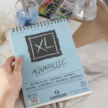 ▷ BLOC DIBUJO CANSON XL A5 20H 300G ESPIRAL MICR AQUARELLE FINO | Taine - Imagen 2
