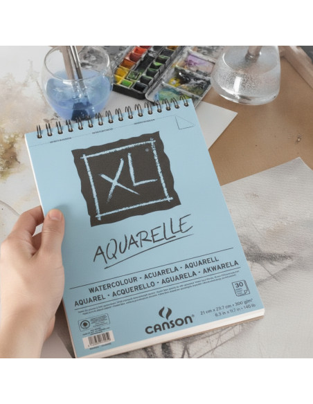 ▷ BLOC DIBUJO CANSON XL A5 20H 300G ESPIRAL MICR AQUARELLE FINO | Taine - Imagen 2