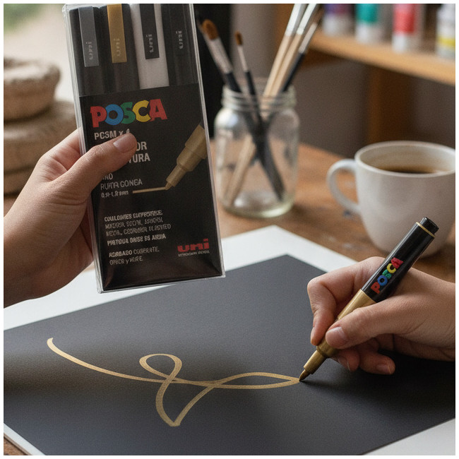 ▷ SET ROTULADORES POSCA 4 UDS PC3M BASICO GSWB | Taine - Imagen 2