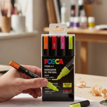 ▷ SET ROTULADORES POSCA 4 UDS PC5M FLUOR SET | Taine - Imagen 2