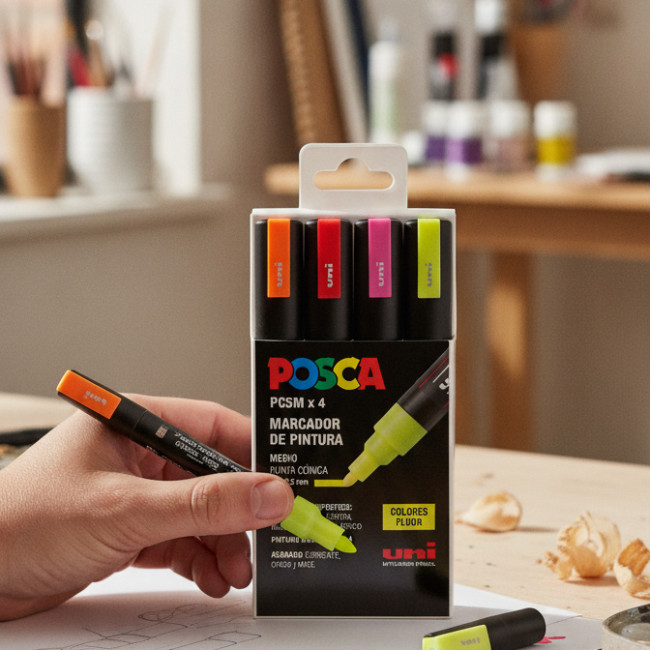 ▷ SET ROTULADORES POSCA 4 UDS PC5M FLUOR SET | Taine - Imagen 2