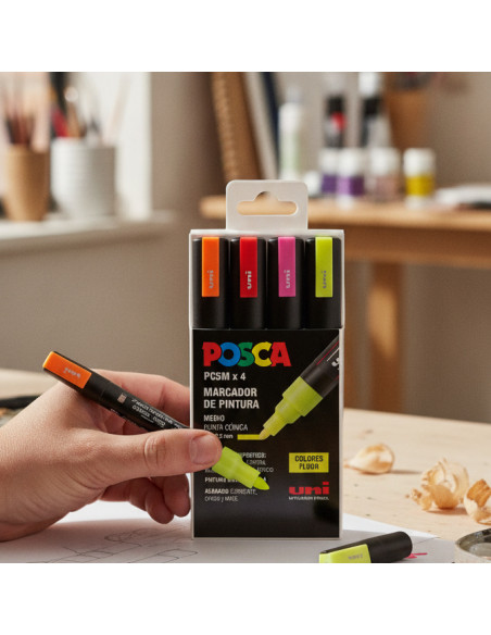 ▷ SET ROTULADORES POSCA 4 UDS PC5M FLUOR SET | Taine - Imagen 2