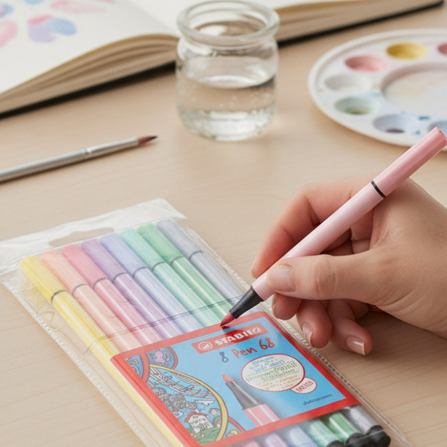 ▷ ROTULADORES STABILO 8 UDS ACUARELABLE PASTEL 1MM PEN 68 | Taine - Imagen 2