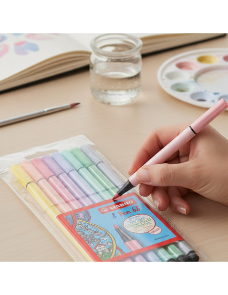 ▷ ROTULADORES STABILO 8 UDS ACUARELABLE PASTEL 1MM PEN 68 | Taine - Imagen 2