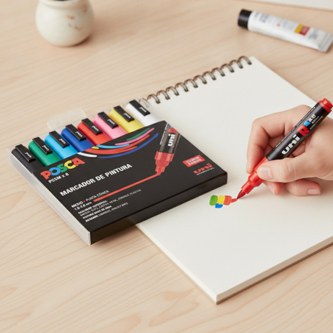 ▷ SET ROTULADORES POSCA 8 UDS PC5M BASIC | Taine - Imagen 2