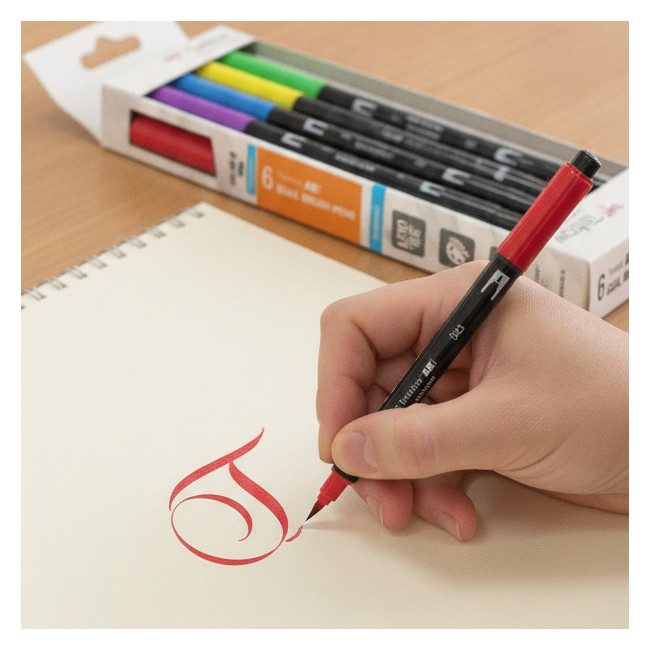 ▷ ROTULADORES TOMBOW DUAL BRUSH ESTUCHE 6 UDS 2 PUNTA PINCEL COL.PRIMARIOS | Taine - Imagen 2