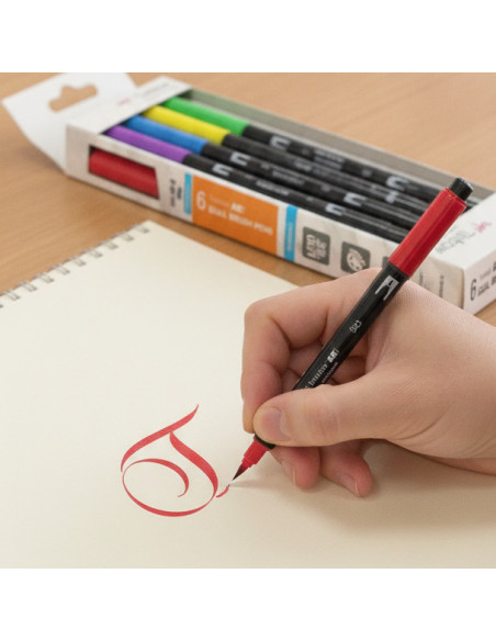 ▷ ROTULADORES TOMBOW DUAL BRUSH ESTUCHE 6 UDS 2 PUNTA PINCEL COL.PRIMARIOS | Taine - Imagen 2