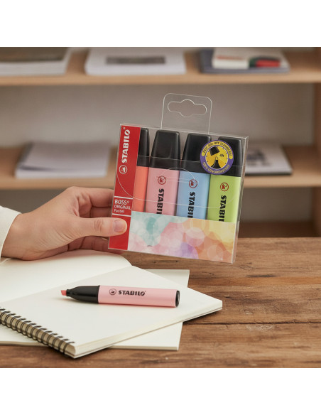 ▷ ROTULADORES STABILO 4 UDS BOSS FLUOR PASTEL WALLET | Taine - Imagen 2