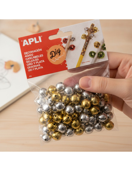 ▷ BOLSA 40U CASCABELES ORO Y PLATA APLI | Taine - Imagen 2