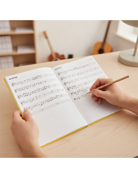 ▷ CUADERNO ADDITIO MUSICA 8 PENTAGRAMAS 20HJ CON CUADRICULA DUO | Taine - Imagen 2