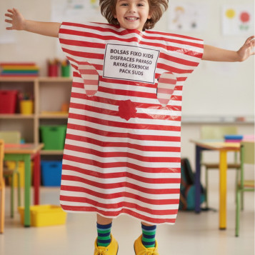 ▷ BOLSAS FIXO KIDS DISFRACES PAYASO RAYAS 65X90CM PACK 5UDS | Taine - Imagen 2