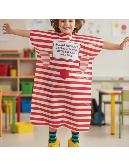 ▷ BOLSAS FIXO KIDS DISFRACES PAYASO RAYAS 65X90CM PACK 5UDS | Taine - Imagen 2