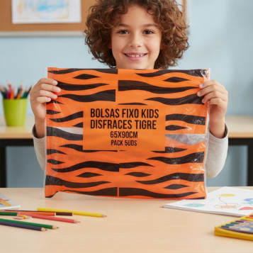 ▷ BOLSAS FIXO KIDS DISFRACES TIGRE 65X90CM PACK 5UDS | Taine - Imagen 2