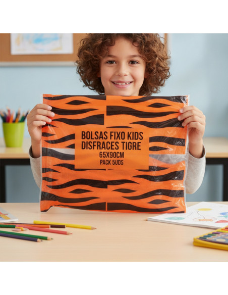 ▷ BOLSAS FIXO KIDS DISFRACES TIGRE 65X90CM PACK 5UDS | Taine - Imagen 2