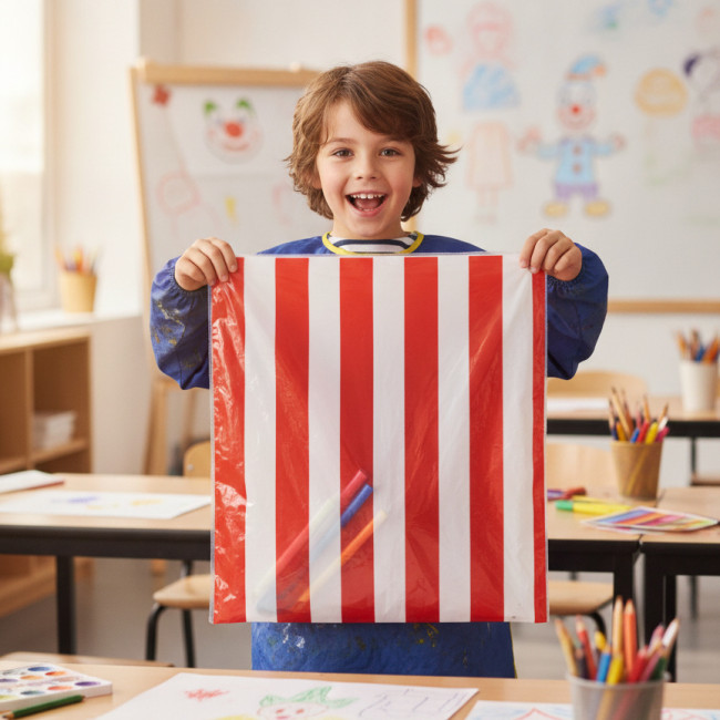 ▷ BOLSAS FIXO KIDS DISFRACES PAYASO RAYAS 56X70CM PACK 25UDS | Taine - Imagen 2